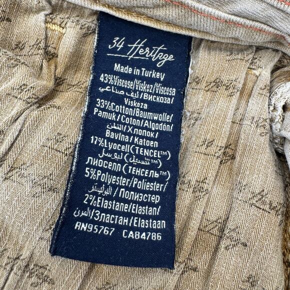 34 Heritage Jeans Mens 34 (35x29 ACTUAL) Courage Mid Rise Light Tan Denim HEMMED - Picture 9 of 12